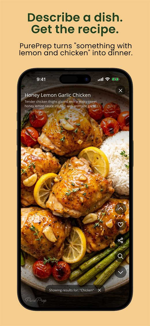 Describing a dish to the PurePrep AI recipe generator